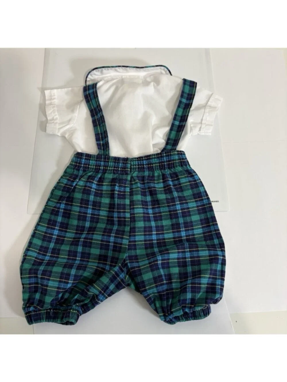Michael James Green Blue Plaid Train Vintage 90’s Romper